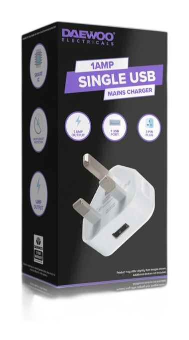 Daewoo 13A Single USB Mains Charger